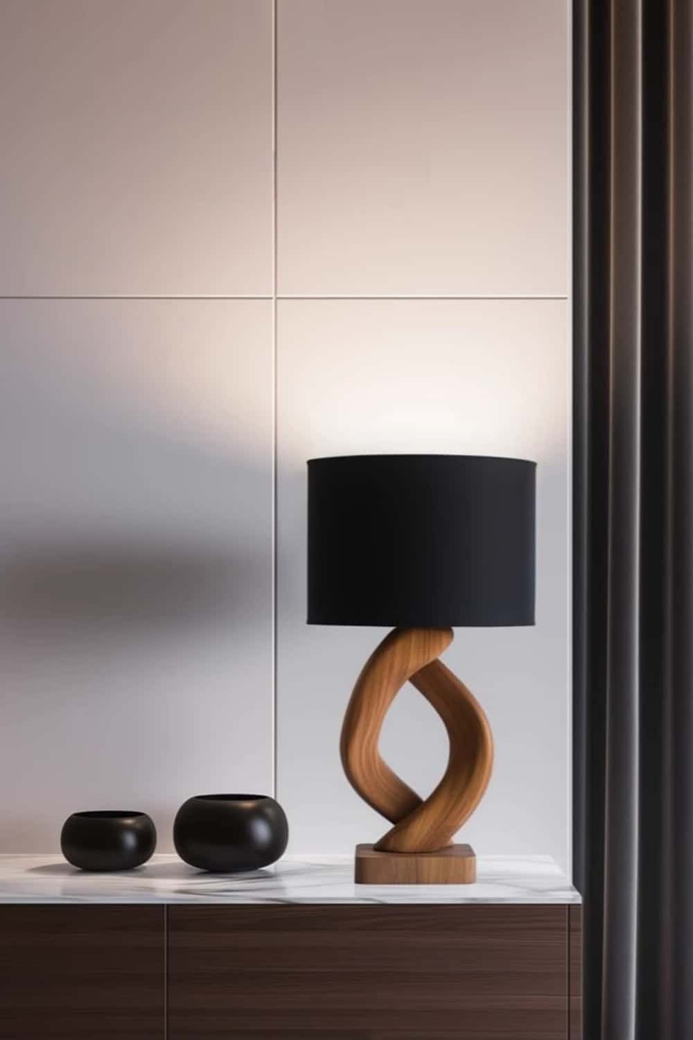 Handcrafted Wood Desk Lamp Handmade Abstract Wooden Lamp Wood Art Table Lighting