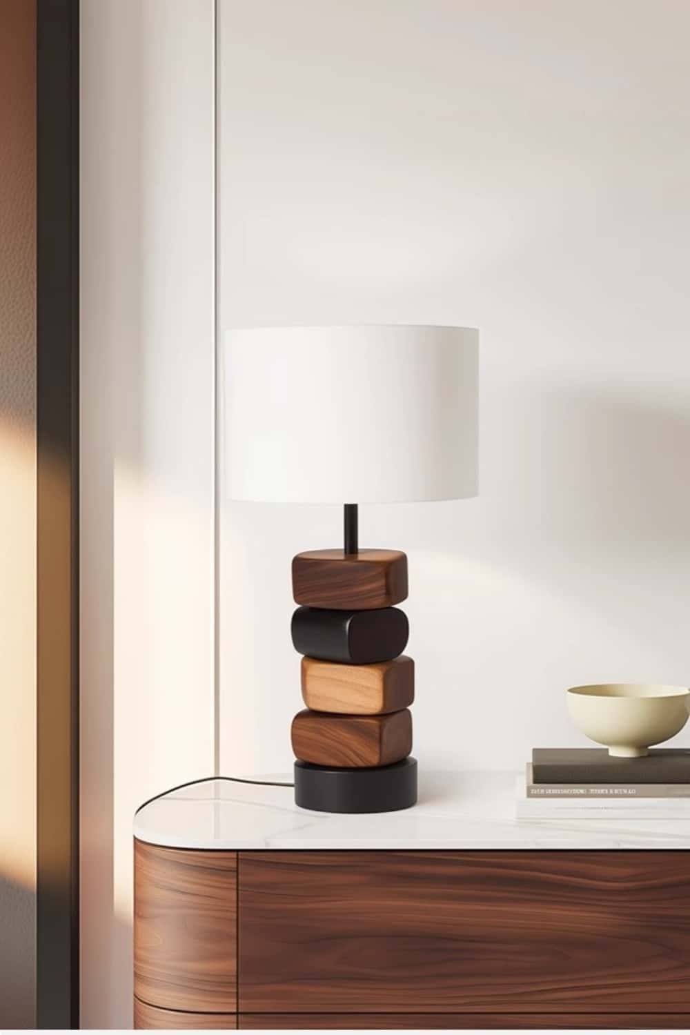 Abstract Wooden Lamp Wood Art Table Lighting Sculptural Wood Table Lamp