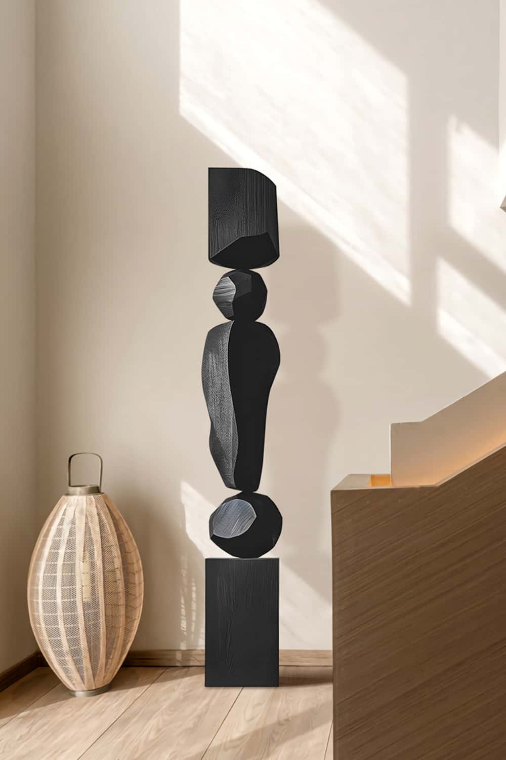 Hand Tall Wood Carved Statue Custom Large Black Wood Sculpture Near Me