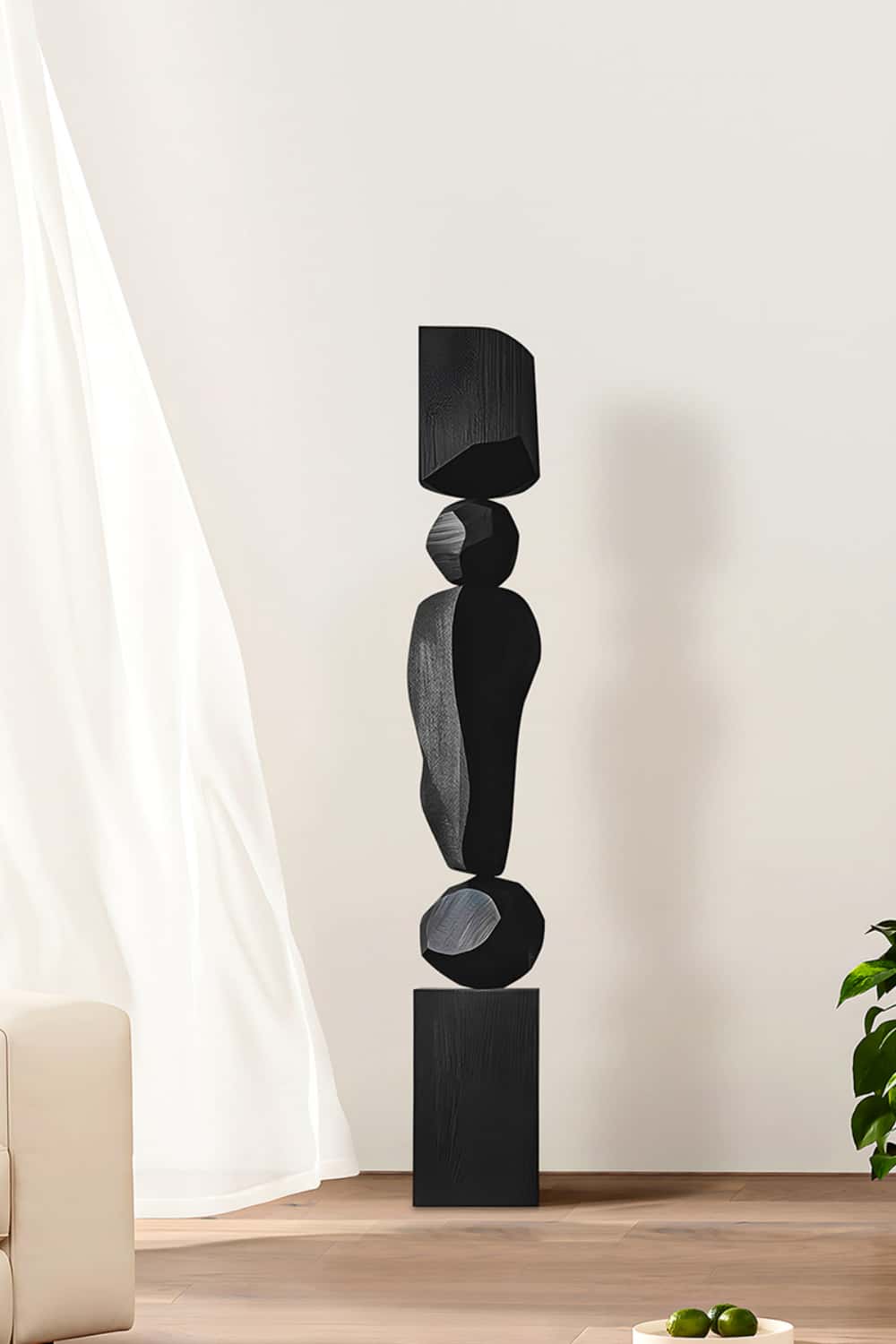 Hand Tall Wood Carved Statue Custom Large Black Wood Sculpture Near Me