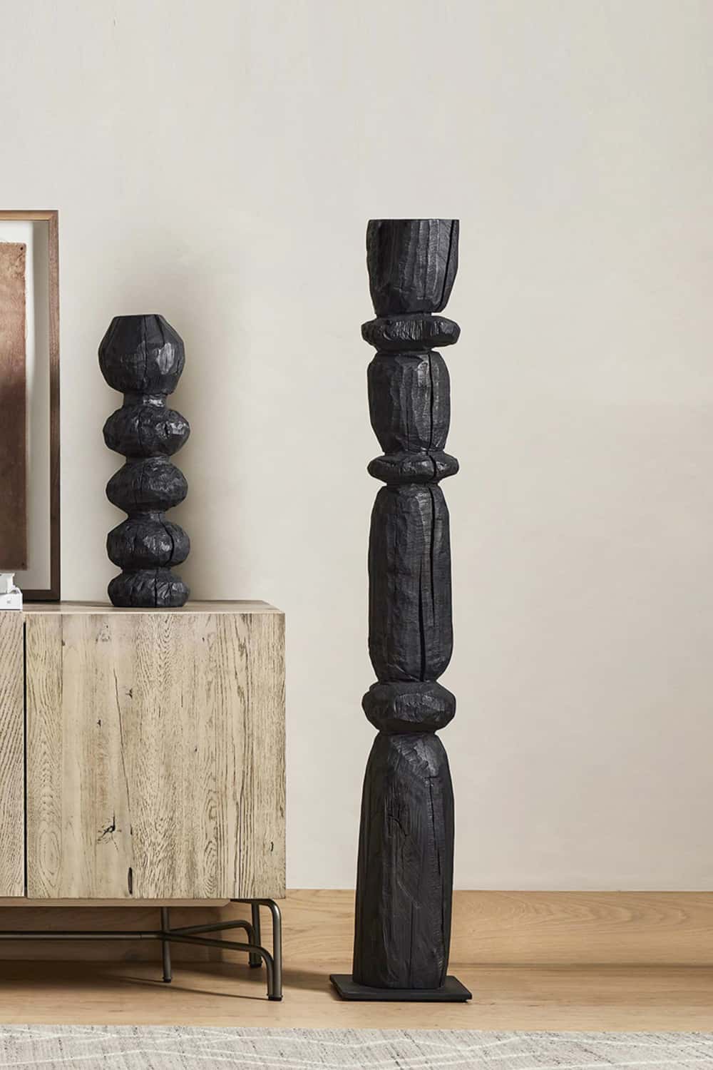 Hand Tall Wood Carved Statue Custom Large Black Wood Sculpture Near Me