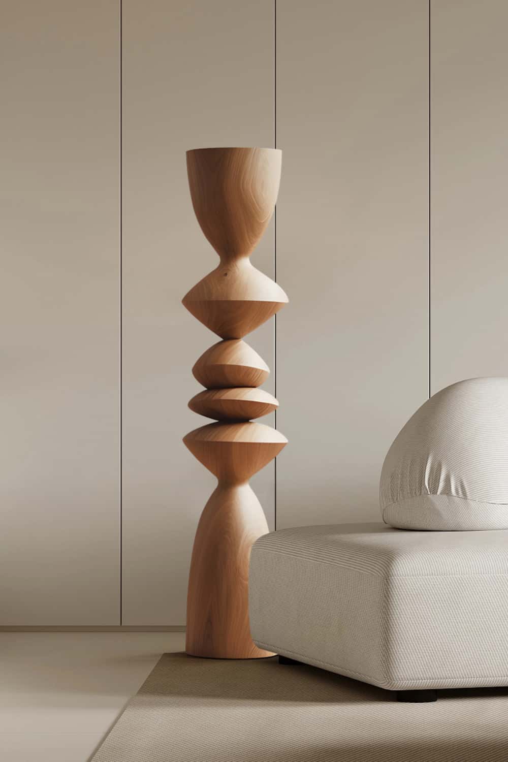 Large Modern Abstract Wood Sculpture Tall Hand Carved Wood Statue Sale