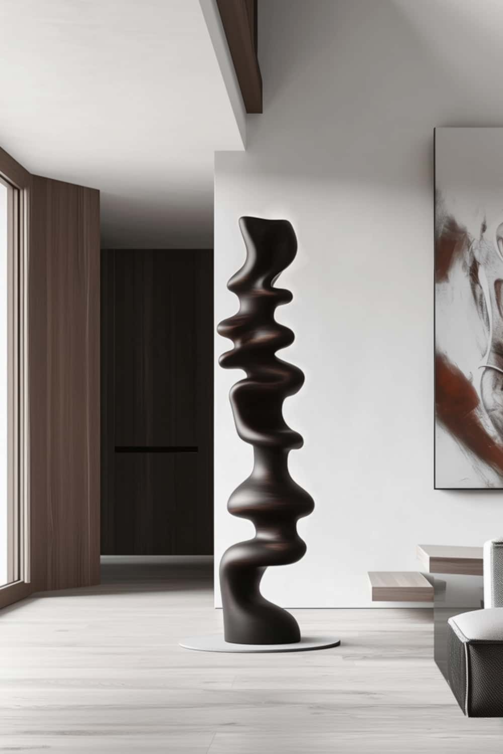 Abstract Sculpture From Wood Large Wooden Sculpture Art Wooden Statue Hand Carved