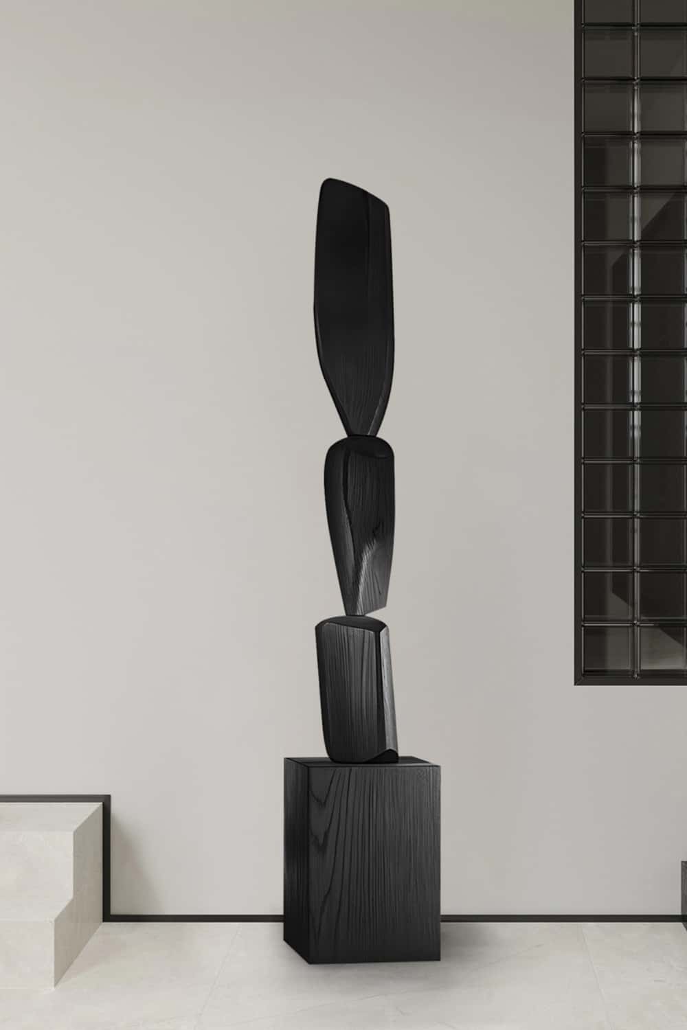 Hand Tall Wood Carved Statue Custom Large Black Wood Sculpture Near Me