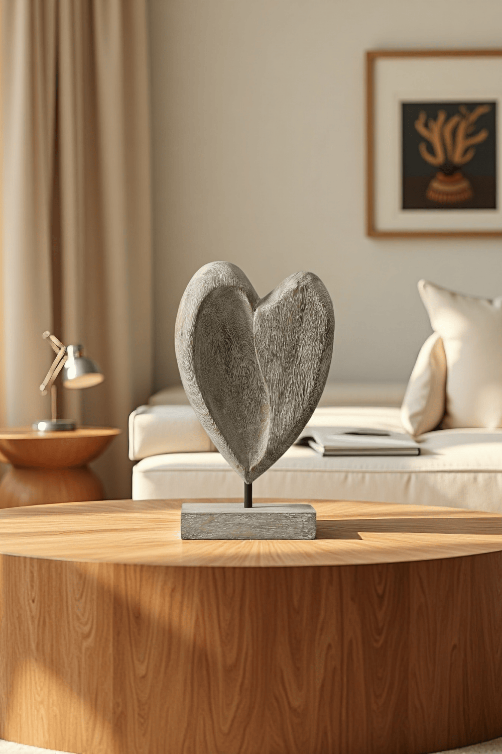 Handcrafted Abstract Wooden Heart Sculpture Unique Home Decor Modern Wood Figurine