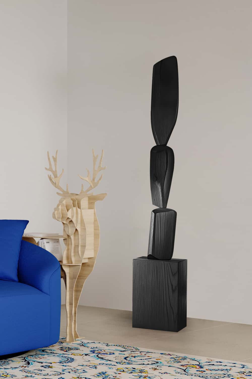 Hand Tall Wood Carved Statue Custom Large Black Wood Sculpture Near Me
