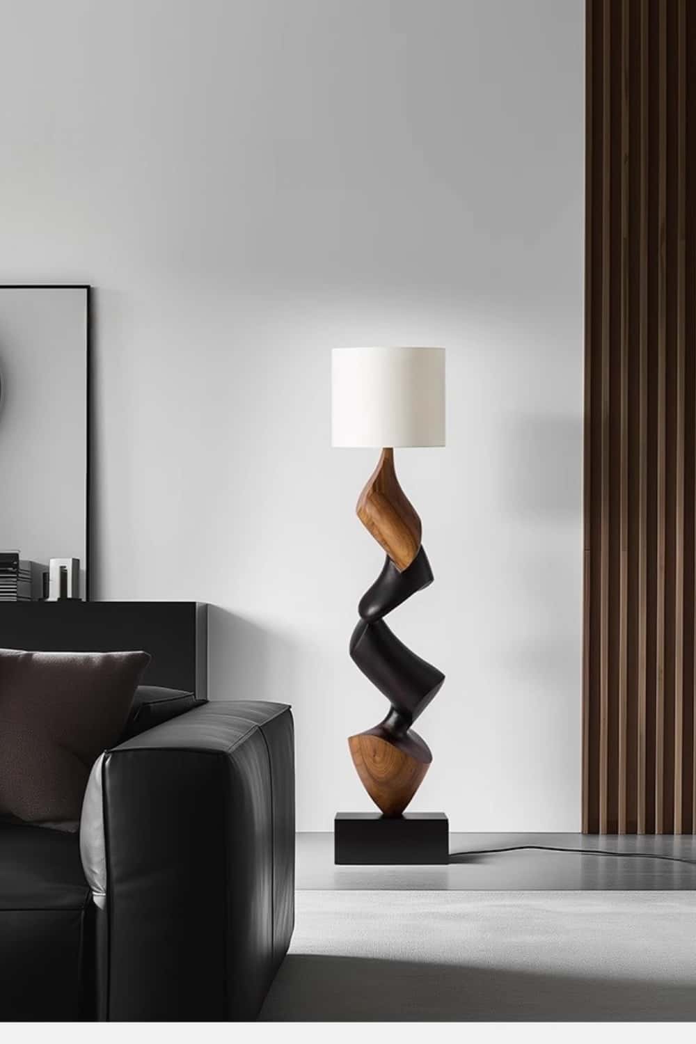 Handcrafted Large Wooden Art Floor Lamp Home Decor Wood Standing Lamp
