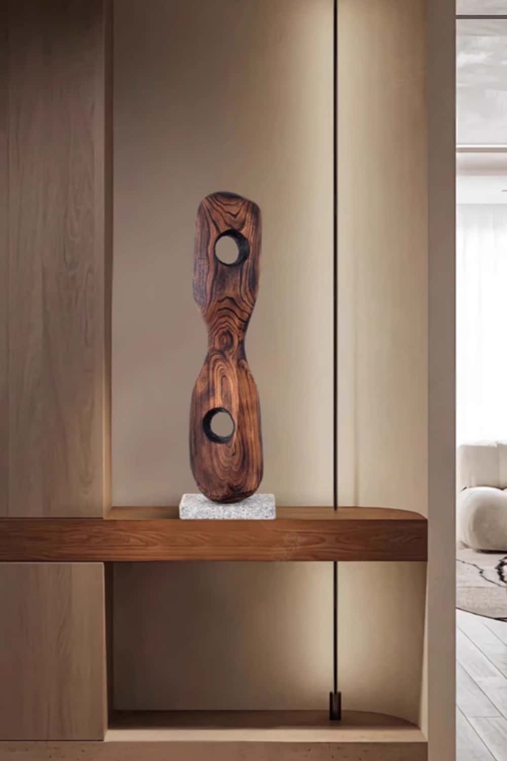 Wood Sculpture Hand Carved Abstract Wooden Sculpture Art Wood Carving