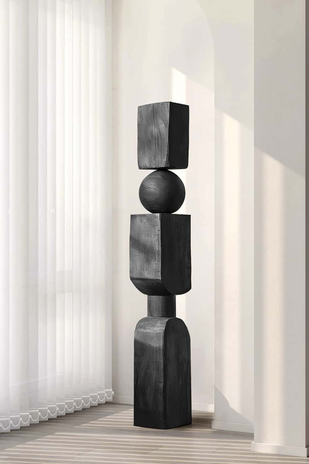 Hand Tall Wood Carved Statue Custom Large Black Wood Sculpture Near Me