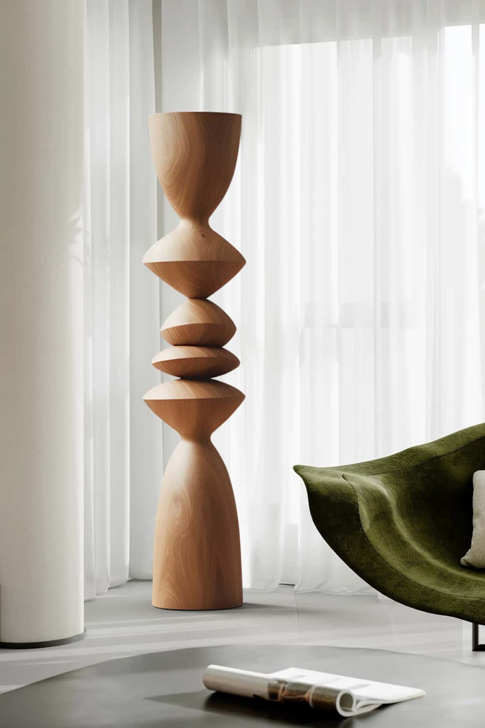 Large Modern Abstract Wood Sculpture Tall Hand Carved Wood Statue Sale