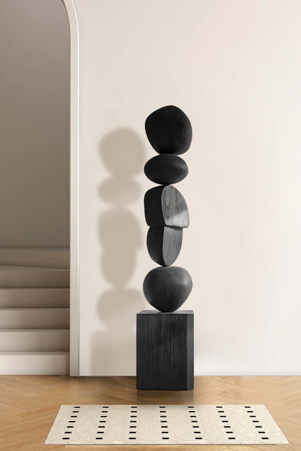 Hand Tall Wood Carved Statue Custom Large Black Wood Sculpture Near Me