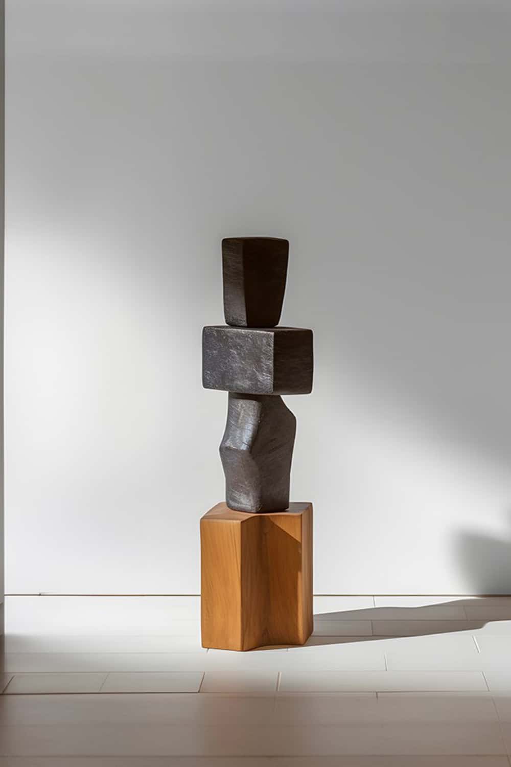 Large Geometric Abstract Wood Sculpture For Sale Large Wooden Statues Wooden Sculpture