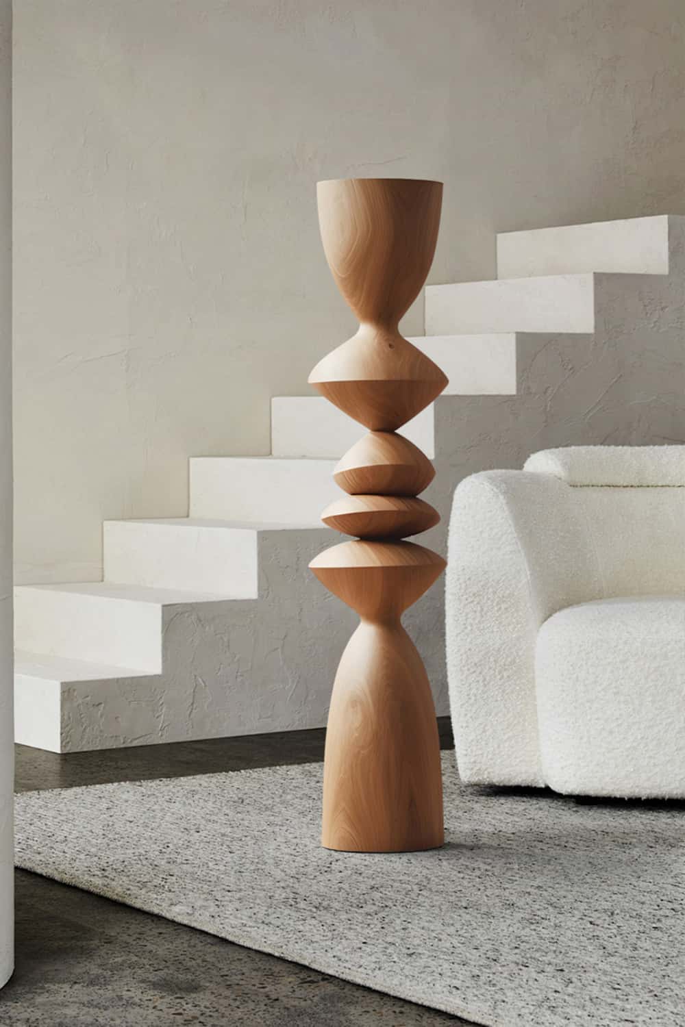 Large Modern Abstract Wood Sculpture Tall Hand Carved Wood Statue Sale