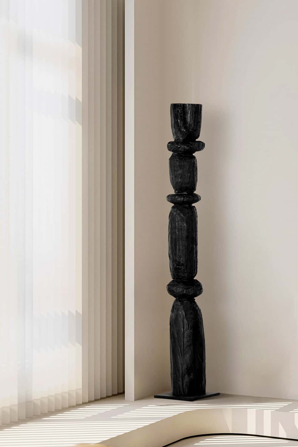Hand Tall Wood Carved Statue Custom Large Black Wood Sculpture Near Me