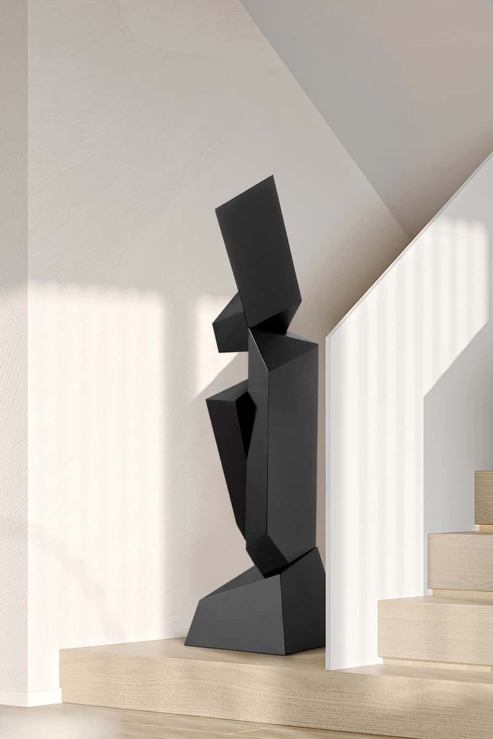 Hand Tall Wood Carved Statue Custom Large Black Wood Sculpture Near Me