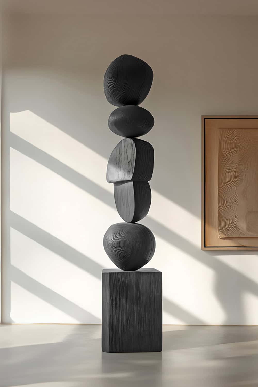 Hand Tall Wood Carved Statue Custom Large Black Wood Sculpture Near Me
