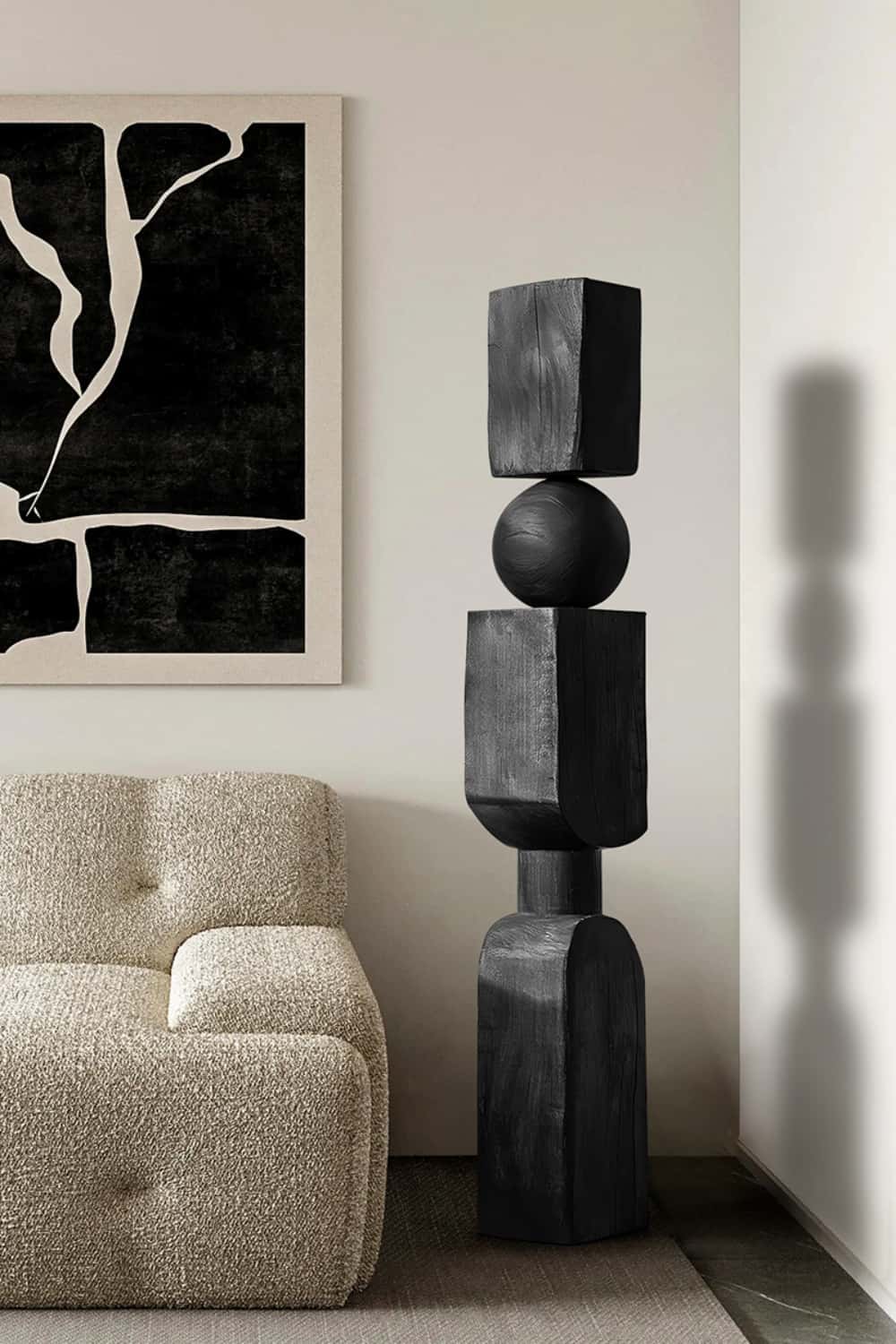 Hand Tall Wood Carved Statue Custom Large Black Wood Sculpture Near Me