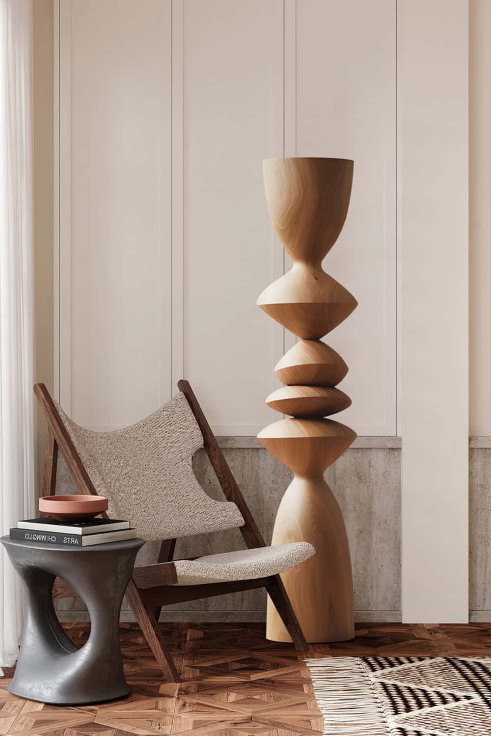 Large Modern Abstract Wood Sculpture Tall Hand Carved Wood Statue Sale