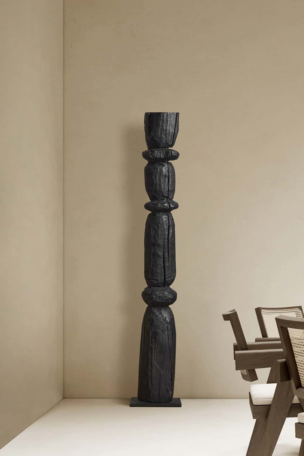 Hand Tall Wood Carved Statue Custom Large Black Wood Sculpture Near Me