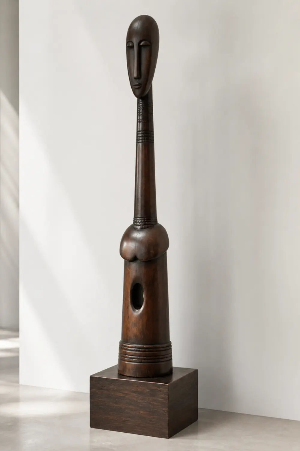 Hand-Carved African Tribal Floor Wooden Sculpture For Modern Home Decor