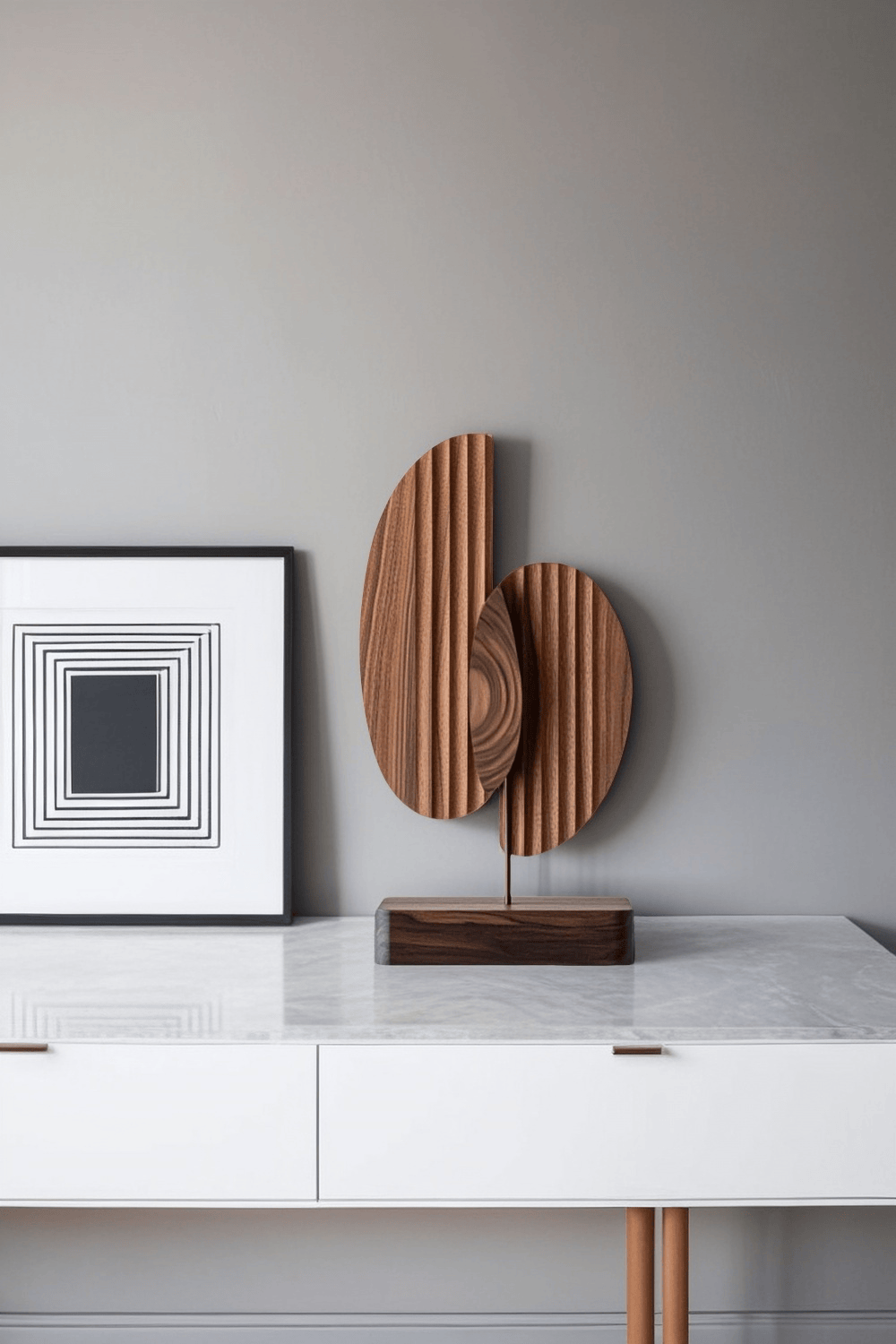 Modern Minimalist Abstract Wood Sculpture Hand Carved Wooden Sculpture