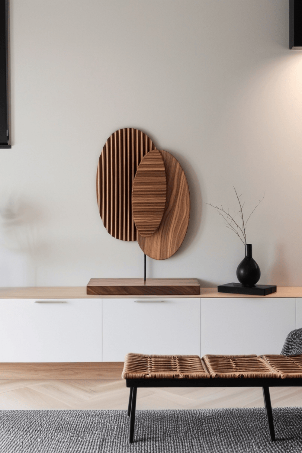 Modern Minimalist Abstract Wood Sculpture Hand Carved Wooden Sculpture