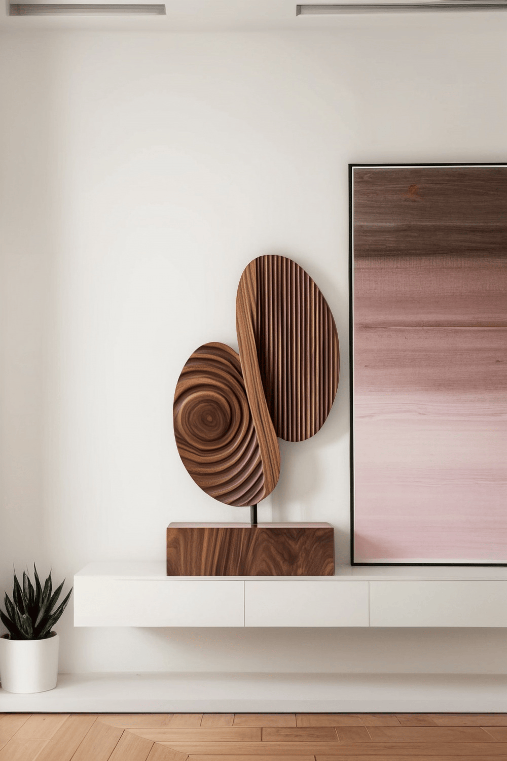 Modern Minimalist Abstract Wood Sculpture Hand Carved Wooden Sculpture