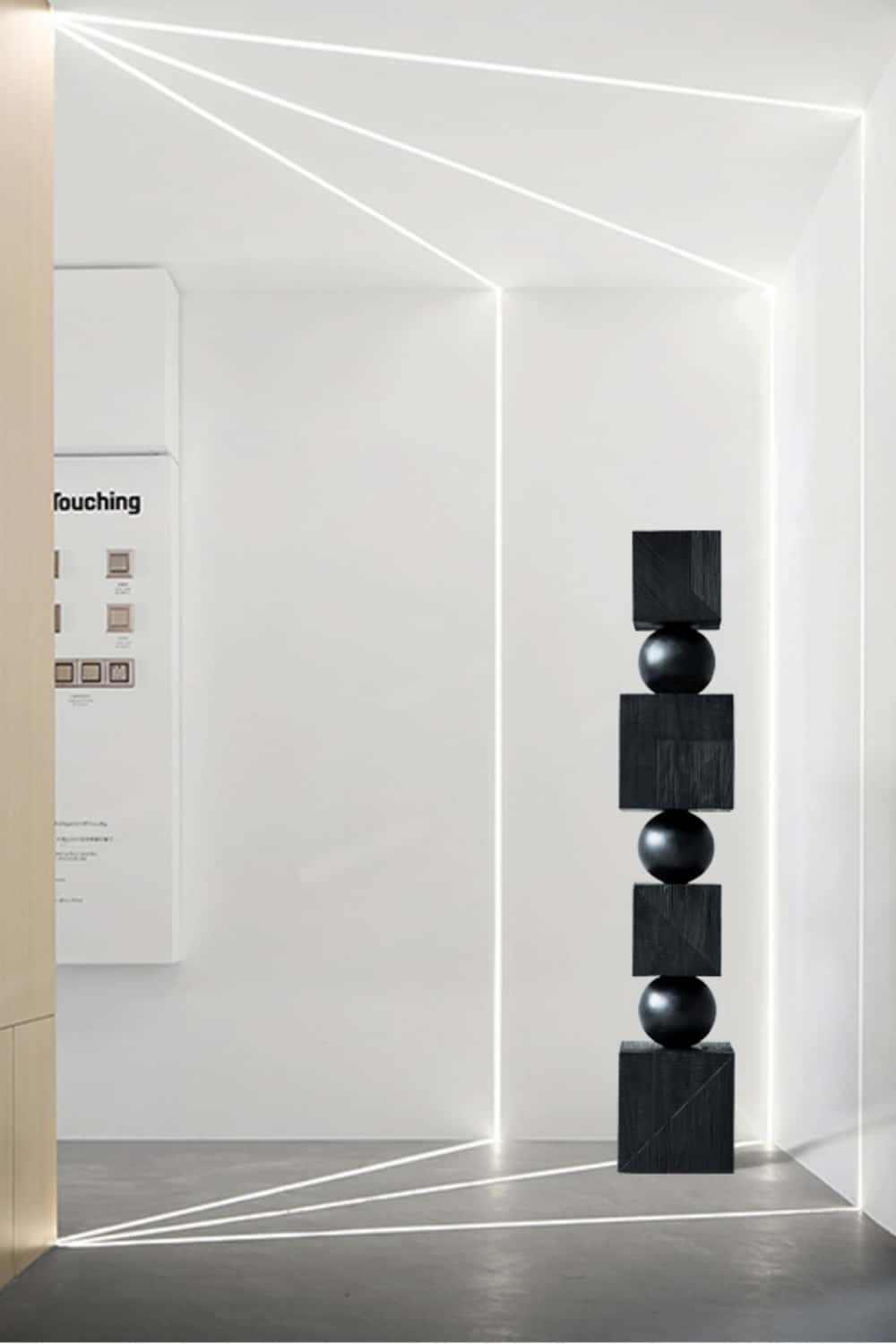 Black Abstract Large Wooden Sculpture Geometric Wood Sculpture Art Decor