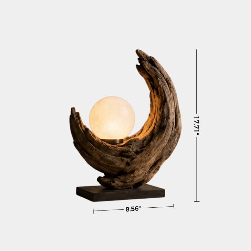 Handcrafted Wooden Sculpture Lamp Abstract Design For Living Room And Bedroom