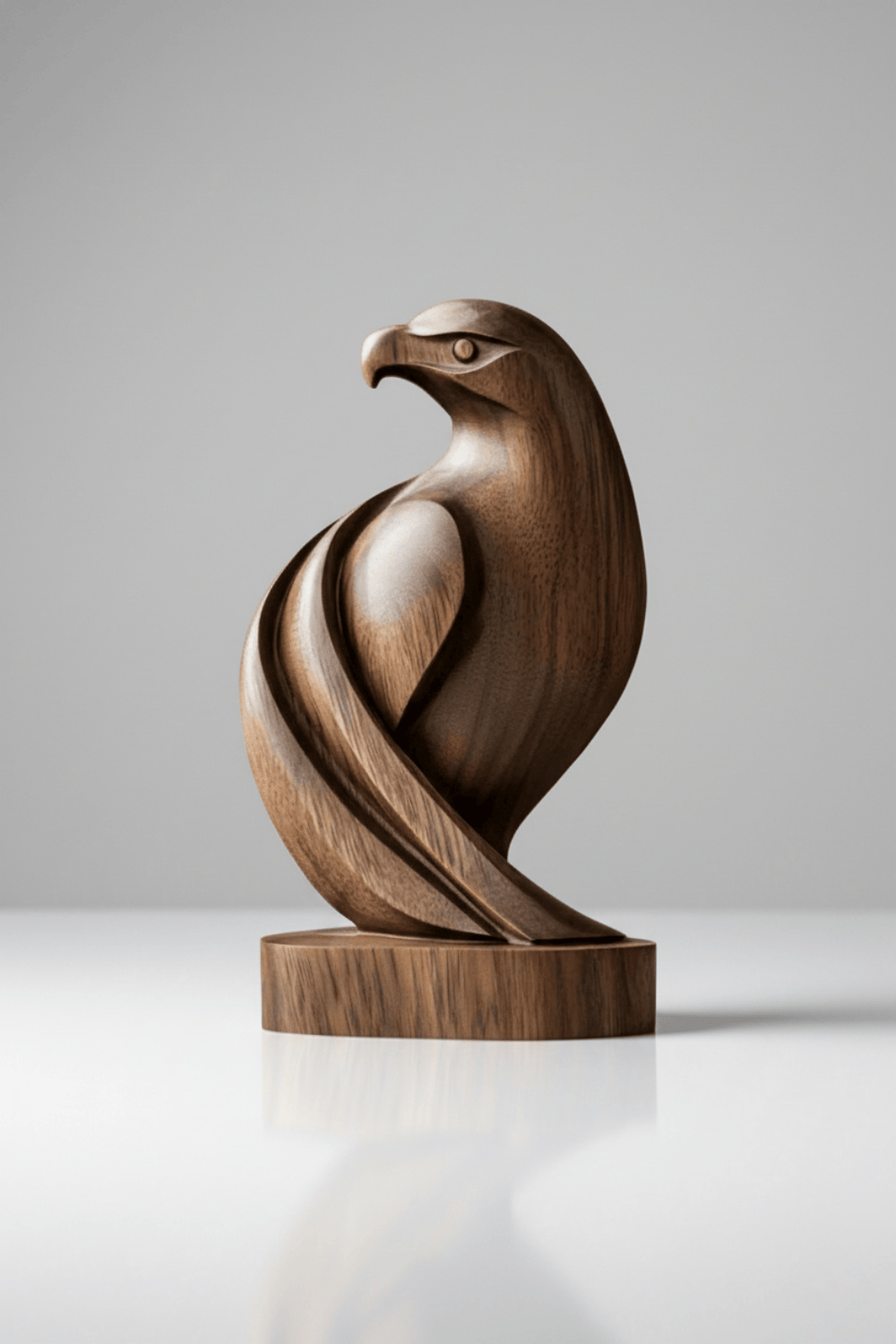 Handmade Wooden Eagle Sculpture Hand Carved Animal Bird Wooden Statue Art