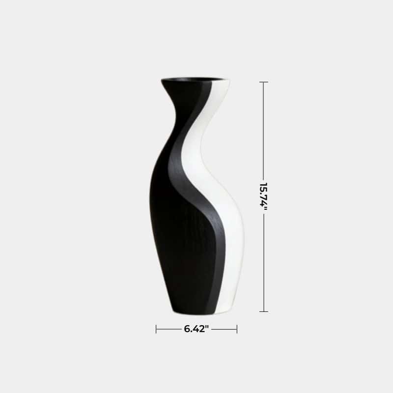 Organic Curved Wooden Vase Modern Solid Wood Flower Holder for Table Accents