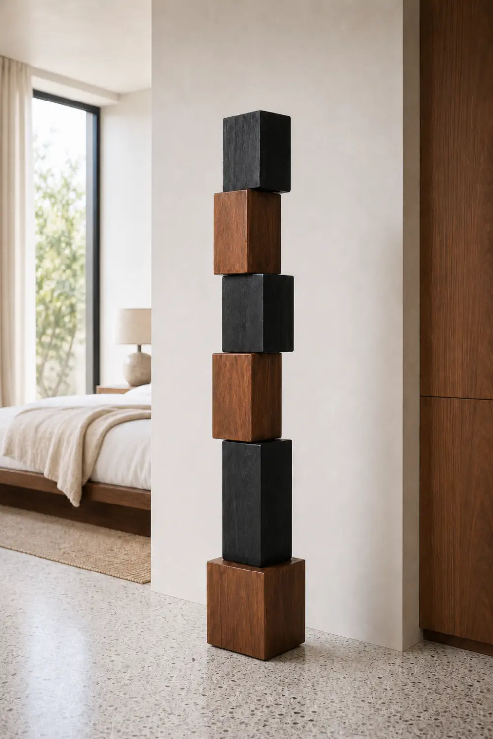 Large Abstract Wooden Floor Sculpture Modern Minimalist Home Decor Art Piece For Living Room