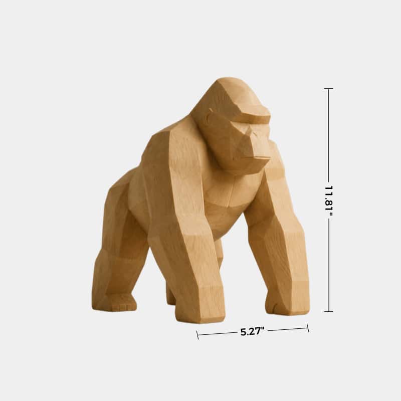 Hand-Carved Wooden Gorilla Sculpture Modern Minimalist Animal Art For Home Decor