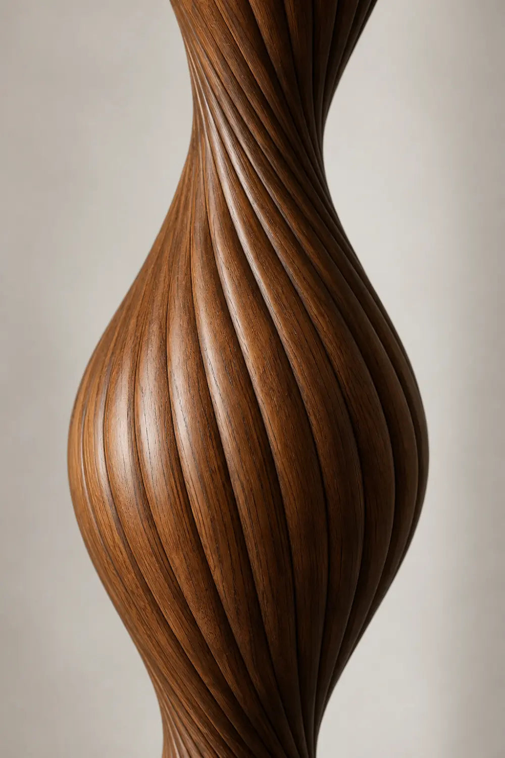 Modern Spiral Wood Floor Lamp With Warm Linen Shade For Contemporary Living Rooms