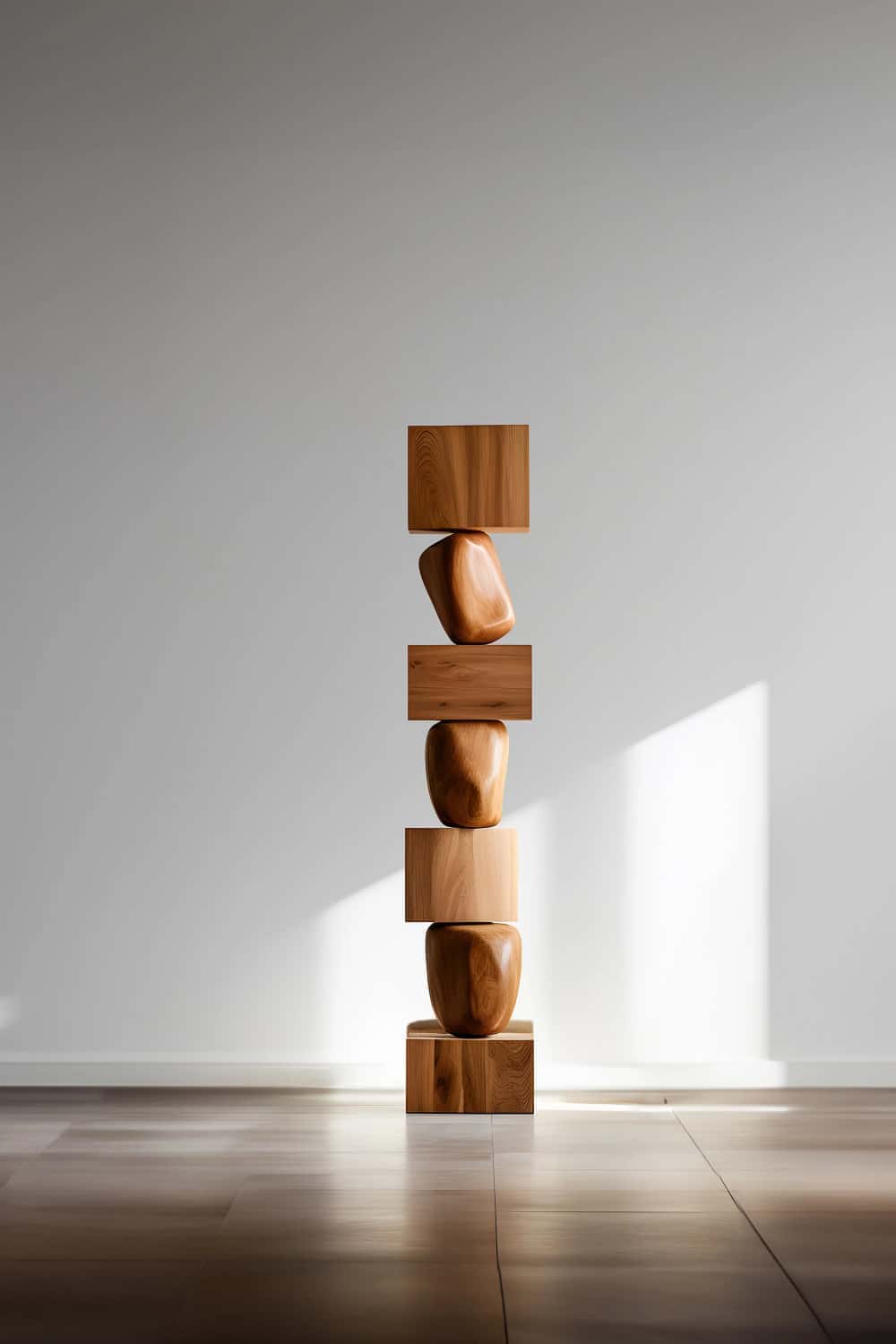 Tall Wooden Floor Sculpture Modern Large Wood Sculptures Art HomeDecor