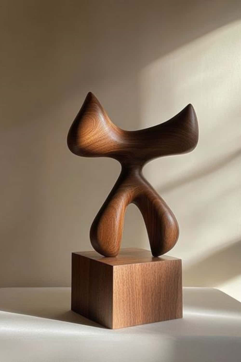 Modern Hand Carved Abstract Wood Sculpture Carving Wooden Sculpture Art