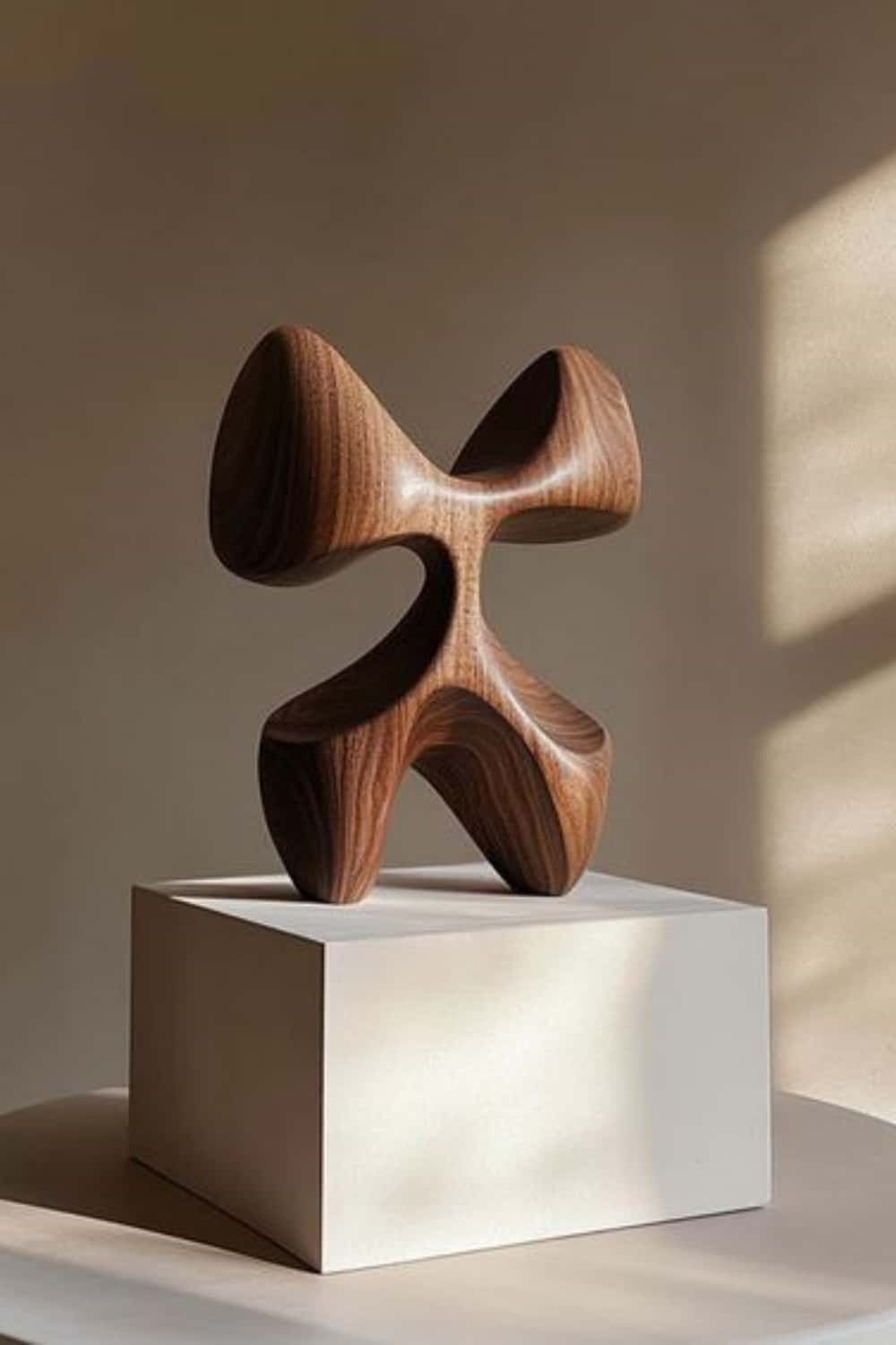 Modern Hand Carved Abstract Wood Sculpture Carving Wooden Sculpture Art