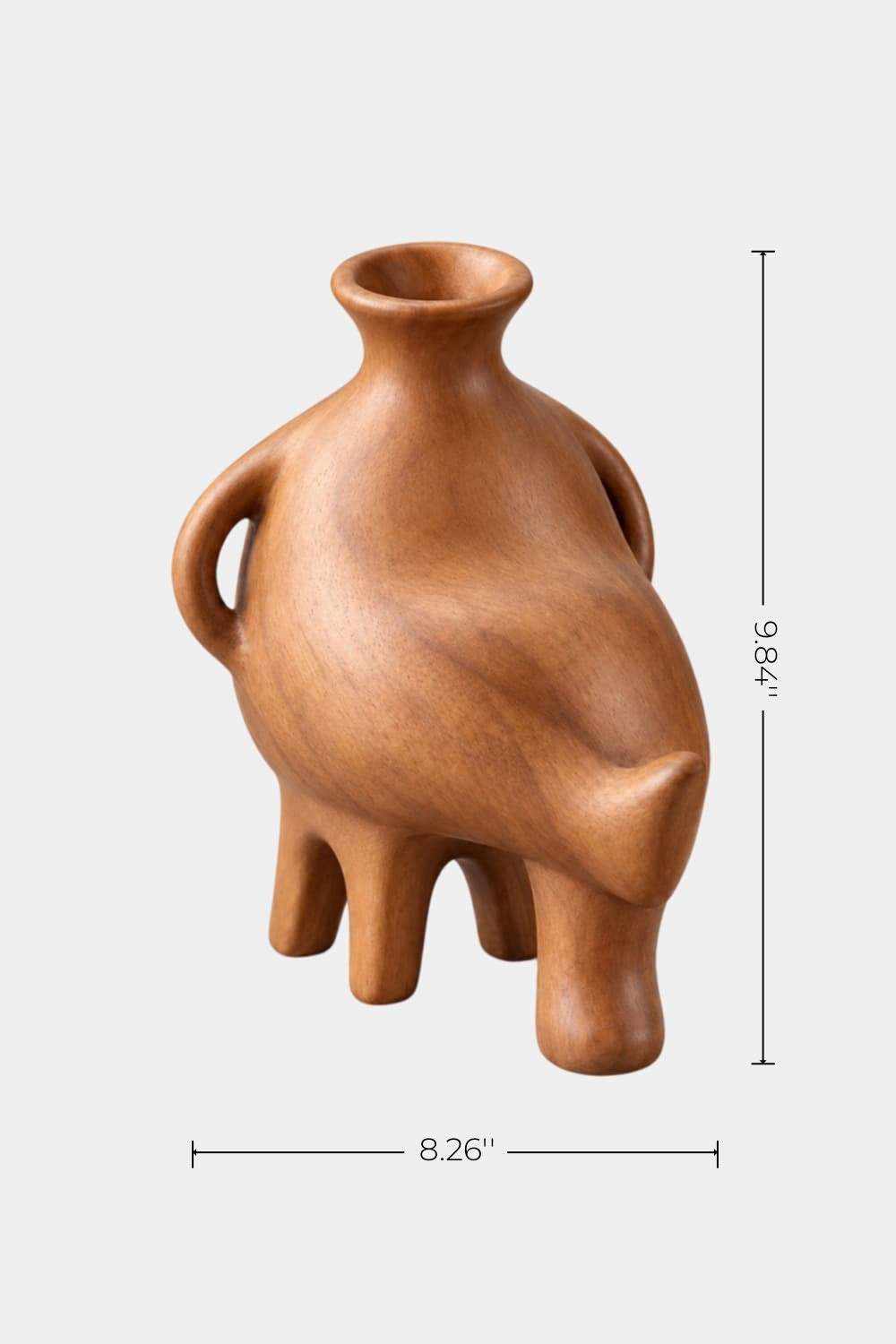 Abstract Zoomorphic Wooden Vase Sculpture | Whimsical Animal Vessel Home Decor