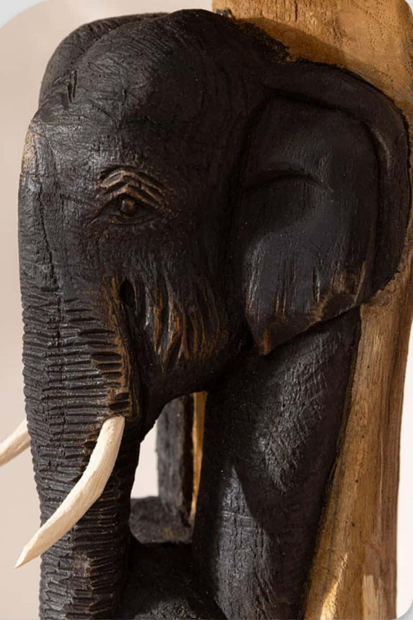 Elephant Wood Carving Hand Carving Wooden Art  Wood Sculpture Animal Crafts Wooden Elephant Statue