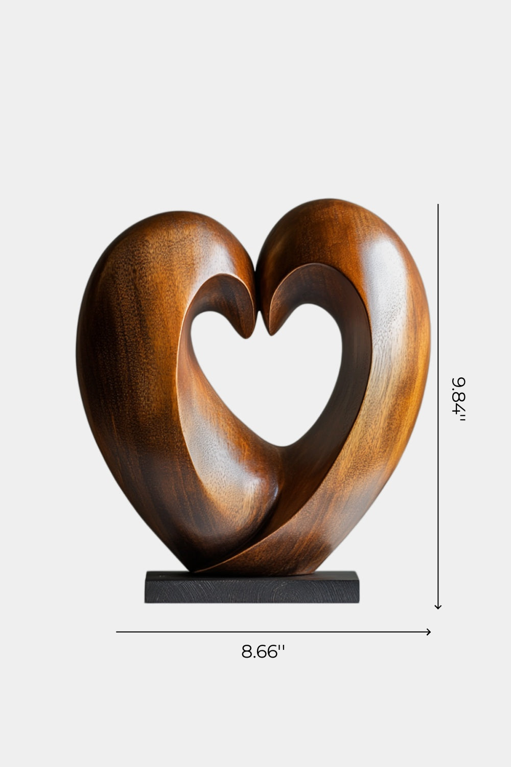 Wooden Heart Sculpture | Abstract Love Statue 5th Anniversary Gift
