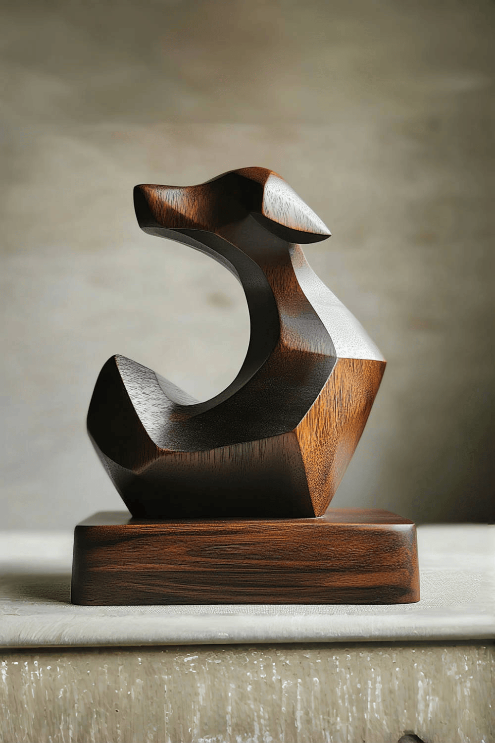 Wooden Dog Sculpture Wooden Animal Sculptures Wood Decorative Sculpture