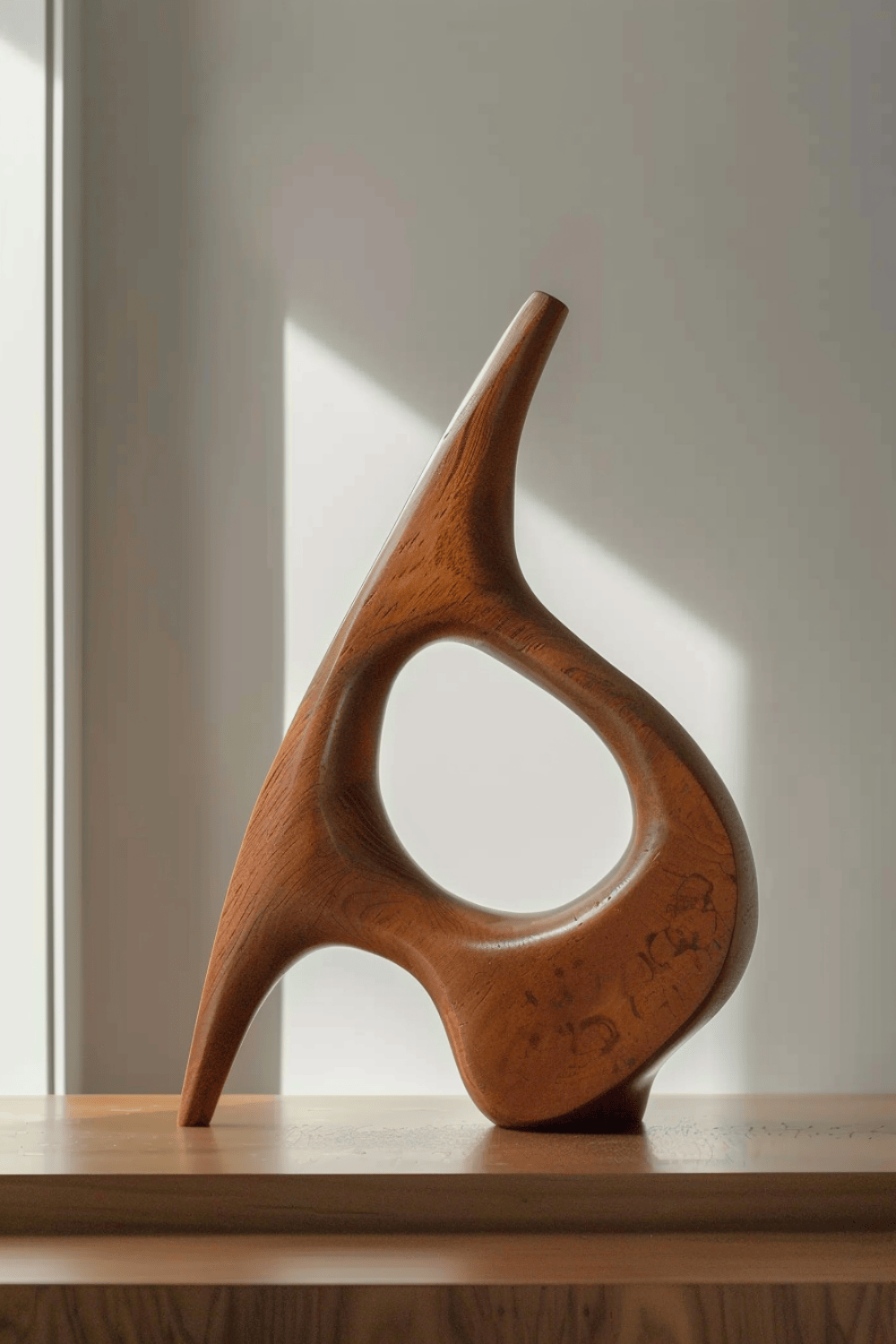 Abstract Wooden Sculpture Minimalist Decor Hand Carved Wood Statue