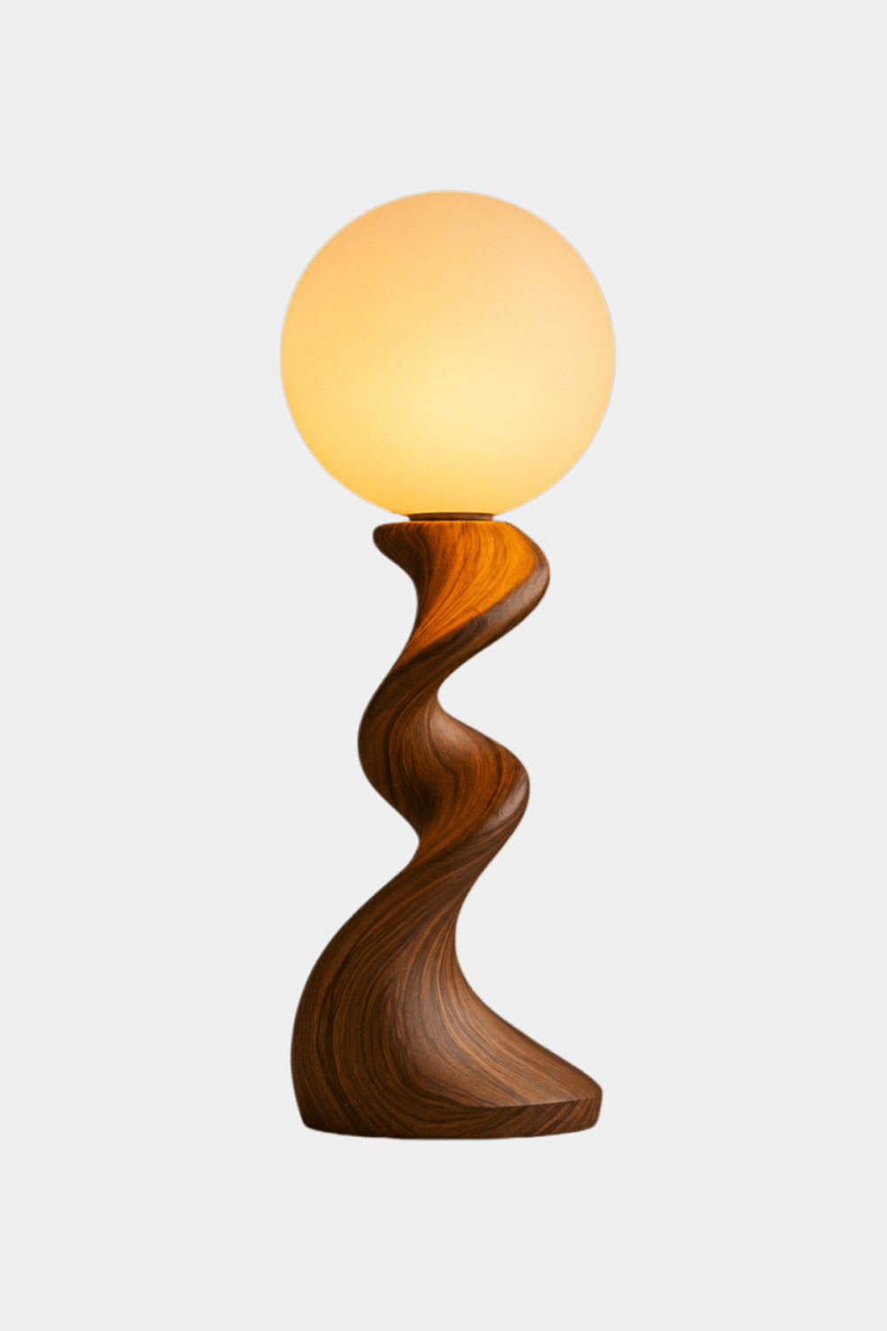 Modern Swirl Wood Table Lamp | Sculptural Sinuous Desk Light For Space Decor