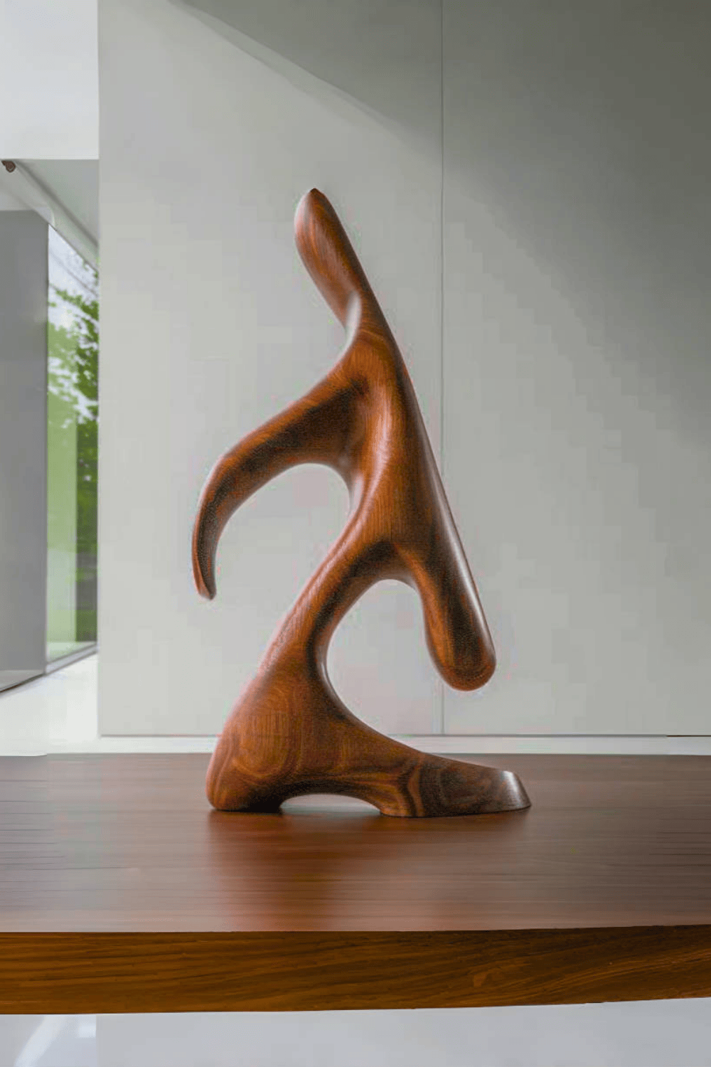 Abstract Wooden Sculpture Minimalist Decor Hand Carved Wood Statue