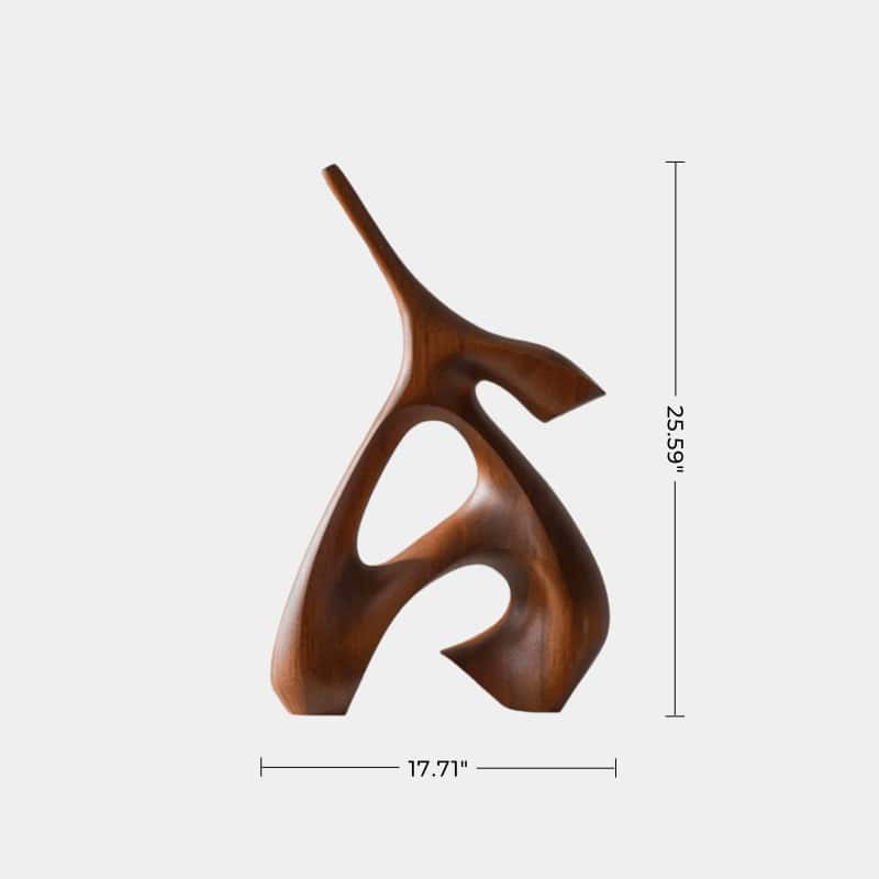 Abstract Wooden Sculpture Minimalist Decor Hand Carved Wood Statue
