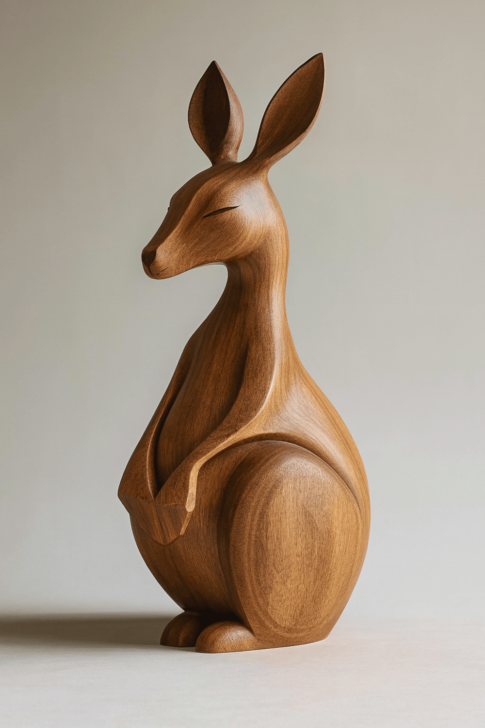 Handcrafted Wooden Kangaroo Sculpture Animal Wood Sculpture Decor Modern Homes
