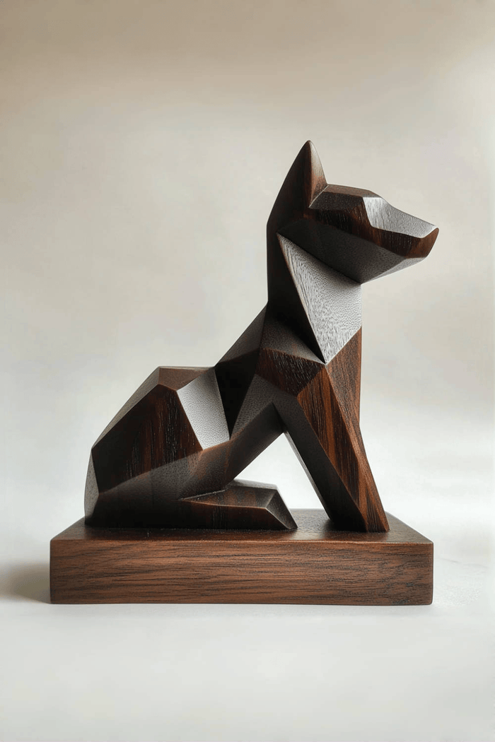 Wooden Dog Statue Wooden Animal Sculptures Wood Decorative Sculpture