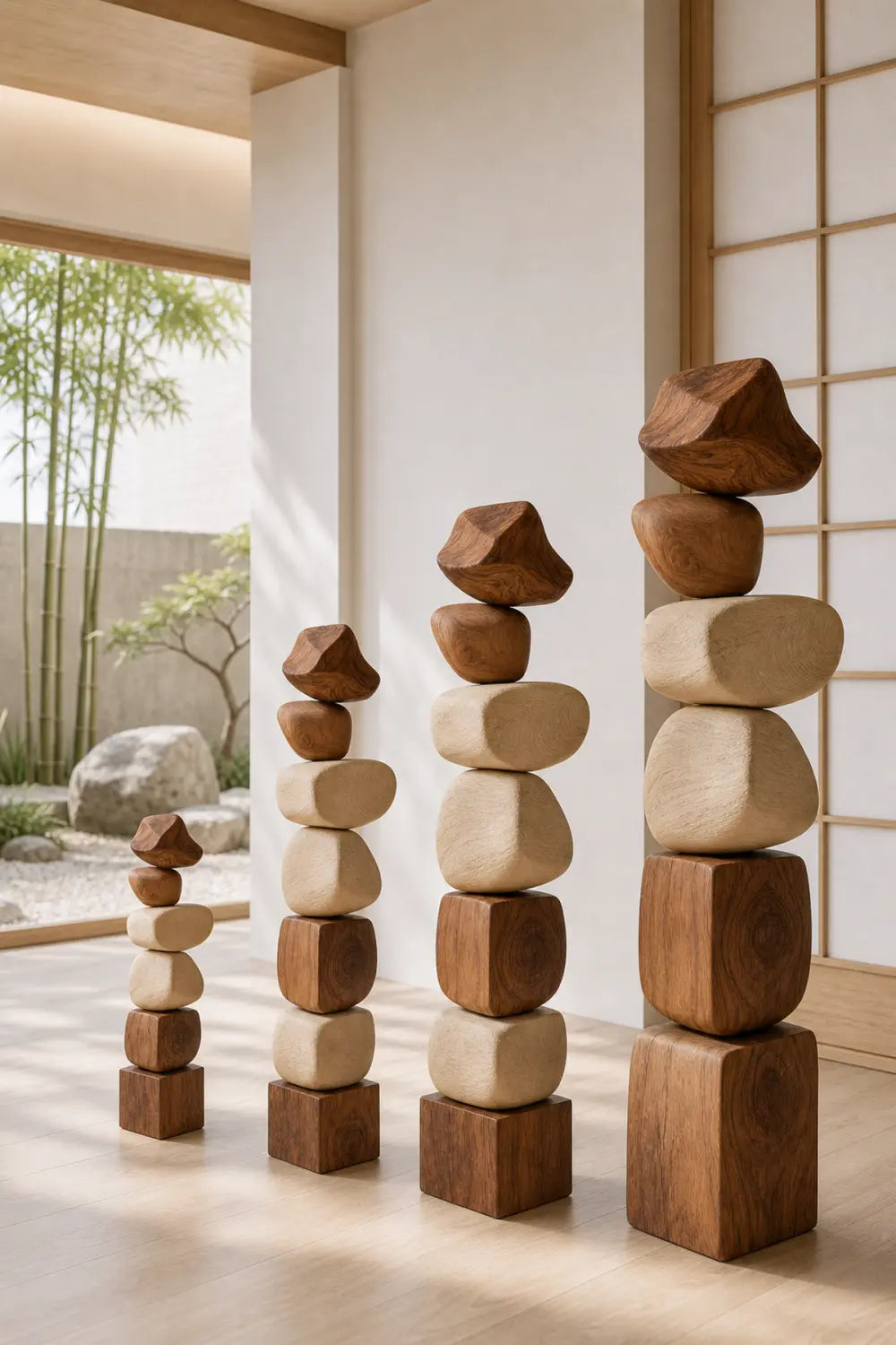 Large Hand-Carved Wooden Sculpture For Modern Living Room Decor Abstract Minimalist Art