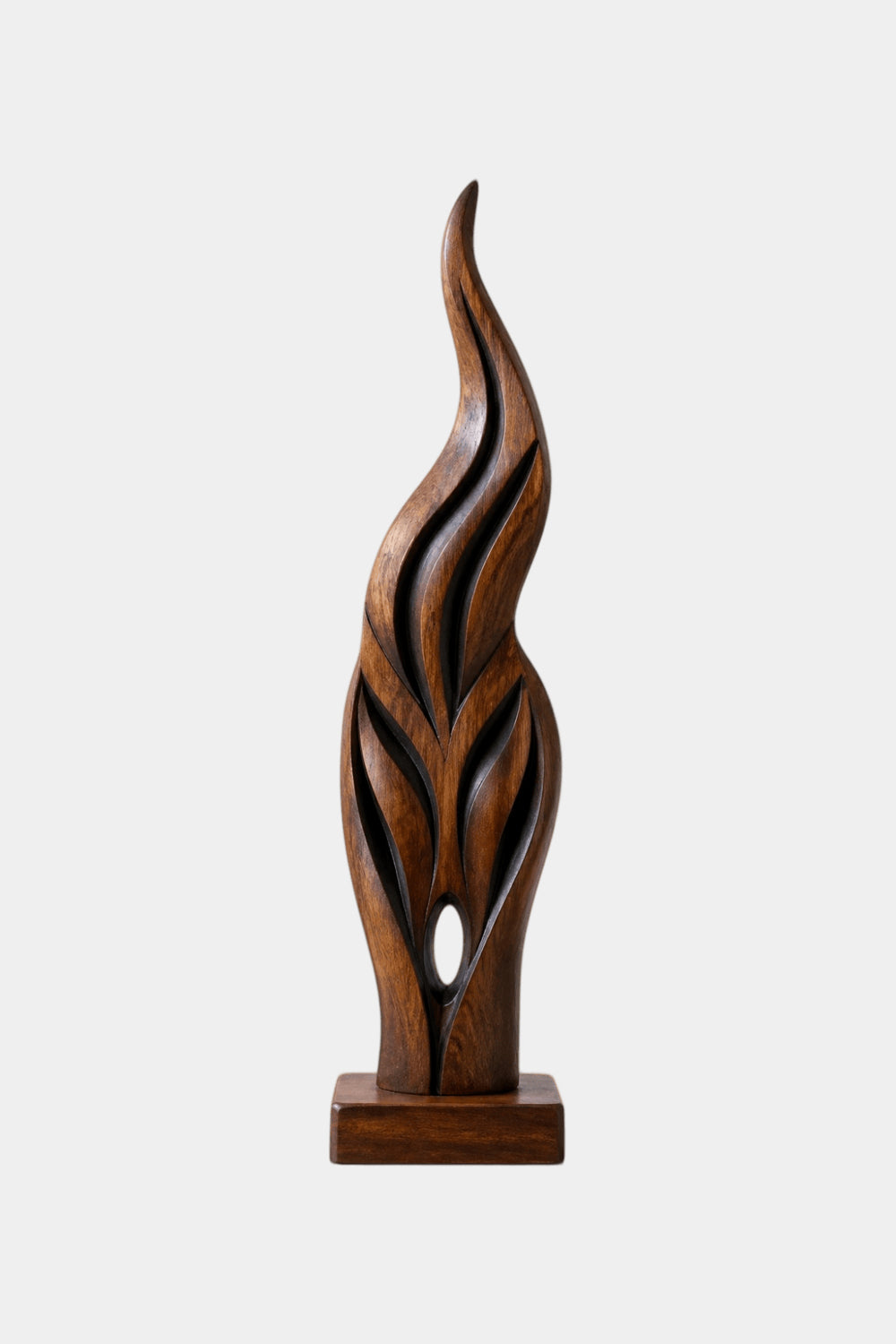 Abstract Wooden Flame Floor Sculpture | Dynamic Standing Decor For Living Space