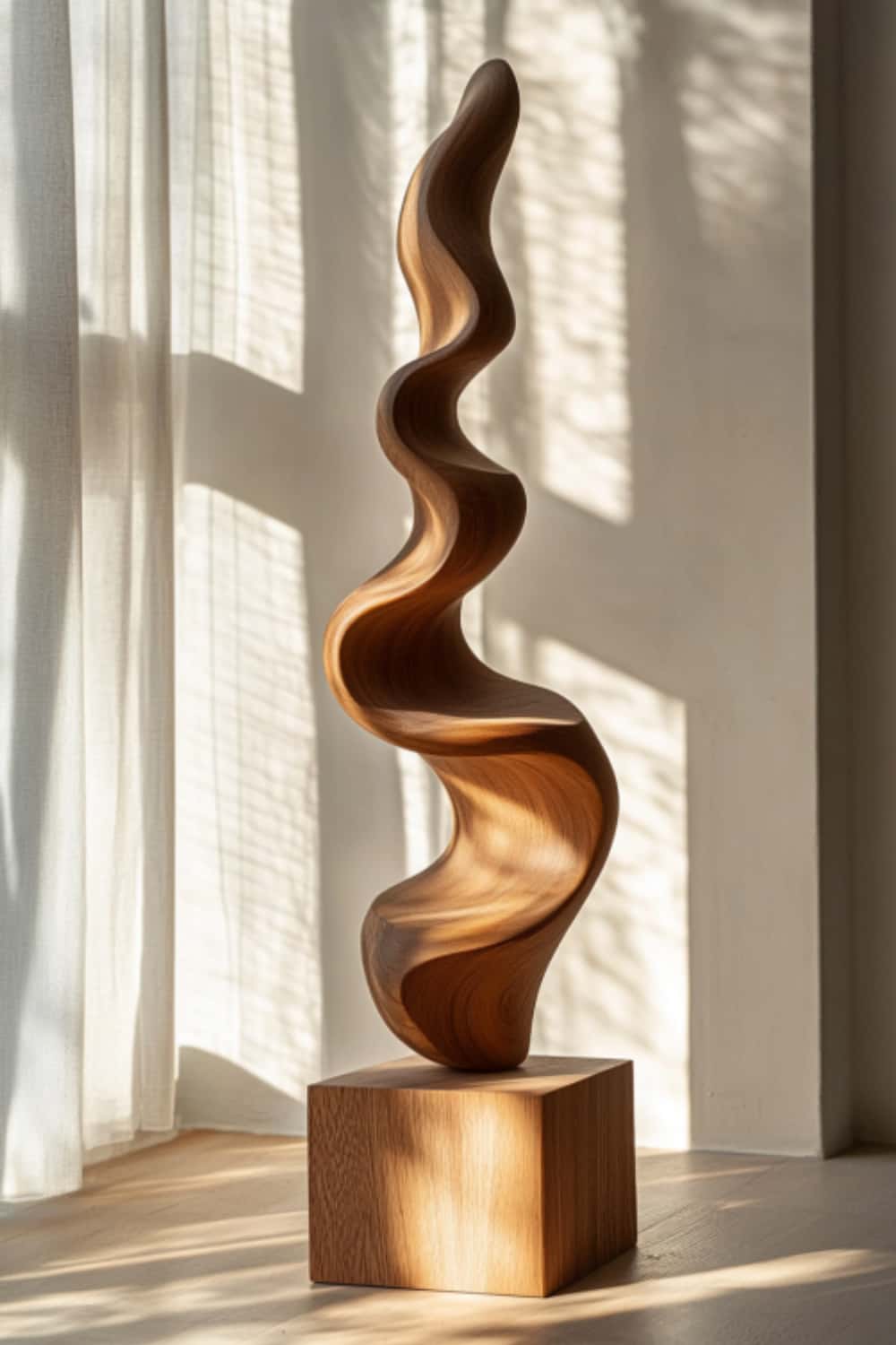 Hand Carved Large Wood Sculptures Floor Abstract Wooden Sculpture Art